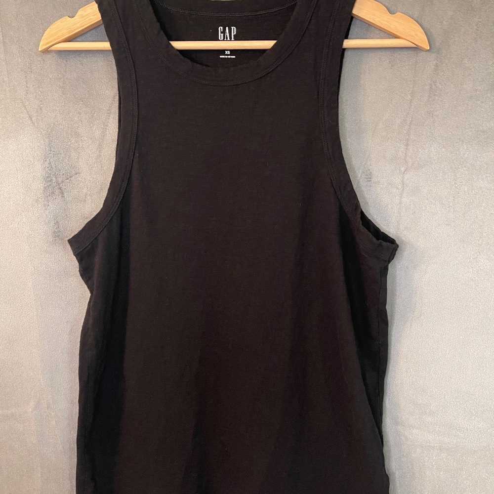 Gap 100% Organic Cotton Slub Tank Top Black Size XS